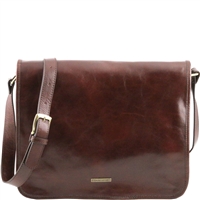 TL141254 Leather Messenger Bag for Men - Brown by Tuscany Leather