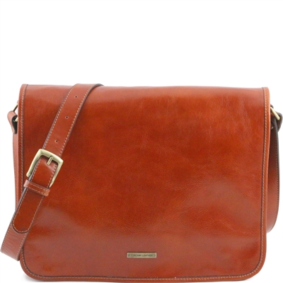 TL141254 Leather Messenger Bag for Men - Honey by Tuscany Leather