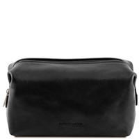 TL141219 Smarty Large Leather Toiletry Bag for Men - Black by Tuscany Leather