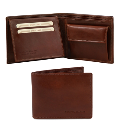 TL140763 Leather Wallet for Men - Brown by Tuscany Leather