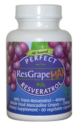 PERFECT RESGRAPE RESVERATROL MAX 99% Trans-Resveratrol & Whole Muscadine Grapes