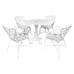 White Iron Garden Table with 4 Chairs