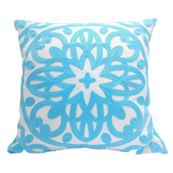 Embroidered Pillow - Blue