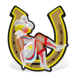 Vegas Cowgirl with Horseshoe LED Neon