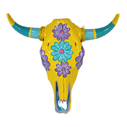 Yellow Floral Cow Skull