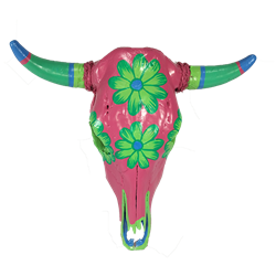 Pink Floral Cow Skull