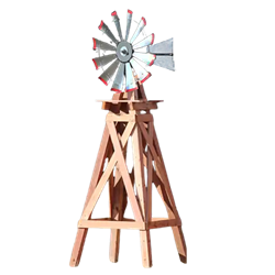 Wooden Windmill - Red Tip Blades