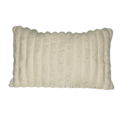 Creamy White Ribbed Fur Pillow