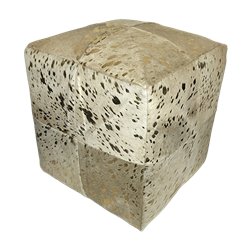 Cowhide Pouf with Gold Accents