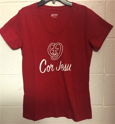 Cor Jesu V-Neck Red Short-Sleeve Tee