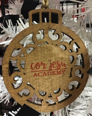 Wood Cutout Cor Jesu Christmas Ornament