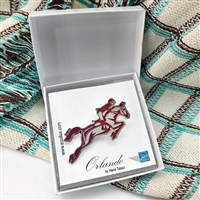 Show Jumper, Horse in Jumping Motion, Brooch, Rider, Equine graphic design