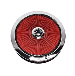 Extraflow 14" X 3" Air Cleaner Assembly, RED Open Element with Breathe Thru Top, Washable Filter and Star Wingnut