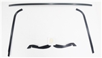 Image of 1970 - 1981 Firebird FRONT Windshield Moldings Kit, BLACK ANODIZED with Plastic Clips and Lower Corners Set