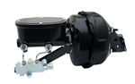 Image of 1967 - 1981 Firebird Power Brake Booster / Master Cylinder / Proportioning Valve Kit with Brackets: 9 Inch Dual Diaphragm, Black Powder Coated Booster, Oval Black M/C with Pro Valve