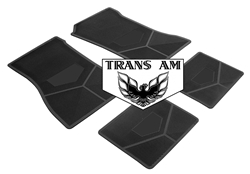 1970-1974 Custom Rubber Floor Mats Set, Trans Am Block Letters w/ Bird Emblem