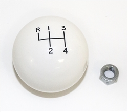 Image of 1970 - 1974 Firebird White 4 Speed Shifter Knob Ball, 3/8 Inch Coarse Thread, 2-1/4" Diameter