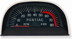 Image of 1967 Pontiac Firebird Hood Tachometer, 8000 RPM hood tachometer with a 5200 RPM red line