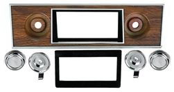 1967 - 1968 Firebird Center Dash Radio Face Plate and Knobs Set, Walnut Woodgrain