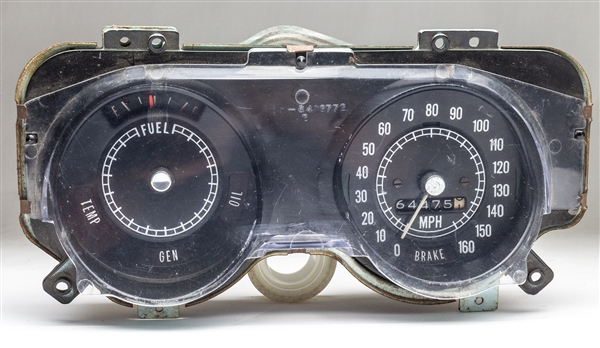 Image of 1969 Firebird Dash Gauge Cluster with Low Fuel Warning Light, GM Used