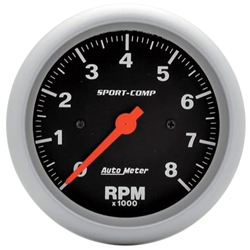 Image of Tachometer Gauge (Auto Meter Sport Comp), 0-8,000 rpm, 3 3/8 inch, Analog, Electrical