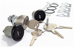 Image of 1979 - 1981 Firebird Custom BLACK Door Lock Set and Trunk Lock with GM Oval Head Style Keys, Medium Door Cylinders