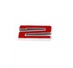 Image of Custom Emblem, Individual Number # 2,  Red and Chrome