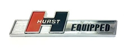 Image of Hurst Equipped Emblem Badge, Hard Plastic Chromed with Peel and Stick Backing