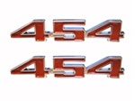 Image of Red and Chrome Custom 454 Fender Emblems, PAIR