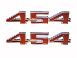 Image of Red and Chrome Custom 454 Fender Emblems, PAIR