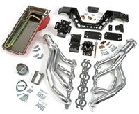 Image of the New 1967 - 1969 Firebird Trans-Dapt LS Swap In A Box Kit with Hedman HTC Polished Silver Ceramic Coated Headers For Manual Transmission