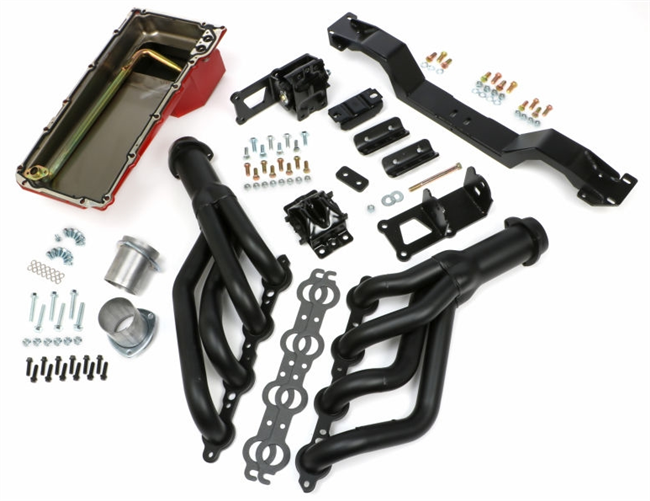 Image of the New 1975 - 1981 Firebird Trans-Dapt LS Swap In A Box Kit with Hedman MAXX Headers For Manual Transmission