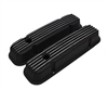 Image of 1967 - 1981 Pontiac Classic BLACK CAST ALUMINUM RIBBED FINNED Engine Valve Covers Set