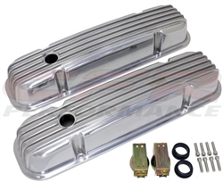 Image of 1967 - 1981 Pontiac Classic POLISHED ALUMINUM RIBBED FINNED Engine Valve Covers Set