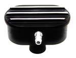 Image of Valve Cover Breather Cap, BLACK ALUMINIUM Finned Classic Ribbed Design, 1" Push In with Vent Hose Provision