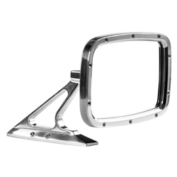 Image of Polished Rectangular Billet Aluminum Side View Mirror with Convex Glass