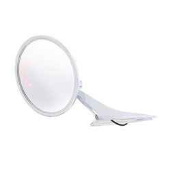 Image of Custom Chrome ROUND Exterior Door Mirror with Bowtie and LED Embedded Turn Signal Indicator Lights, LH