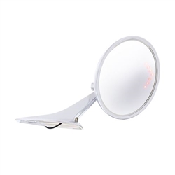 Image of Custom Chrome ROUND Exterior Door Mirror with Bowtie and LED Embedded Turn Signal Indicator Lights, RH Convex