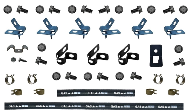 Image of 1969 Firebird Correct Fuel Gas Line Clips & Hose Kit for Single 3/8" Line (26-Piece Set)