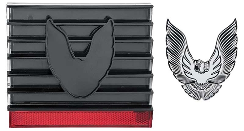 Image of the 1979-81 Firebird Trans Am Gas Fuel Door Cover and Silver Bird Emblem