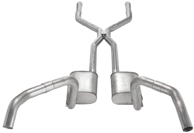 Image of 1967 - 1969 Firebird or Trans Am Pypes Stainless Steel 2.5" Dual Exhaust H-Pipe System with Race Pro Mufflers