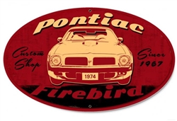 Metal Tin Sign, Pontiac Firebird, Oval