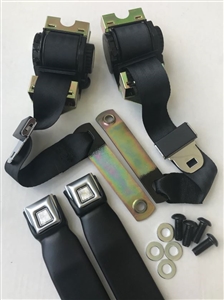 Image of 1974 - 1981 Firebird FRONT 3-Point Retractable Seat Belts Set with Color Choice and Starburst Buttons