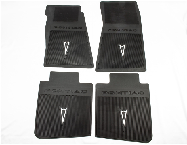 Image of 1967 - 1969 Firebird Floor Mats Set, Front and Rear, Rubber with Grippers, Black OE Style
