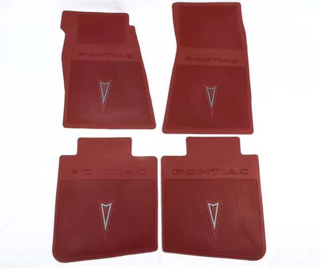 Image of 1967 - 1969 Firebird Floor Mats Set, Front and Rear, Rubber with Grippers, Red OE Style