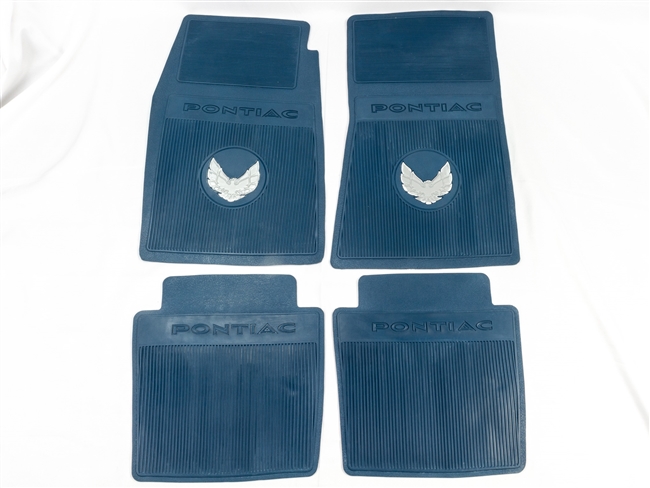 image of 1970 - 1972 Firebird Floor Mats Set, Front and Rear, Rubber with Grippers, Blue OE Style