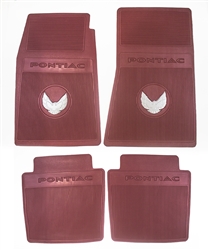 image of 1970 - 1972 Firebird Floor Mats Set, Front and Rear, Rubber with Grippers, Red OE Style