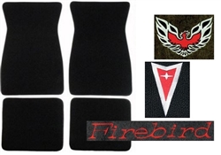 Image of 1977 Firebird or Trans Am Carpeted Floor Mats Set with Custom Embroidered Logos & Colors