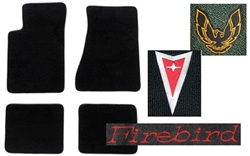 Image of 1984 Firebird or Trans Am Carpeted Floor Mats Set with Custom Embroidered Logos & Colors