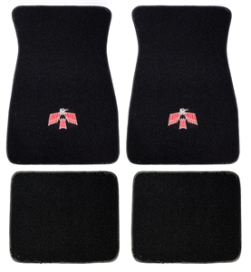 Image of 1967 - 1969 Firebird Loop Carpeted Floor Mats Set with the Iconic Wings Down Bird Logo